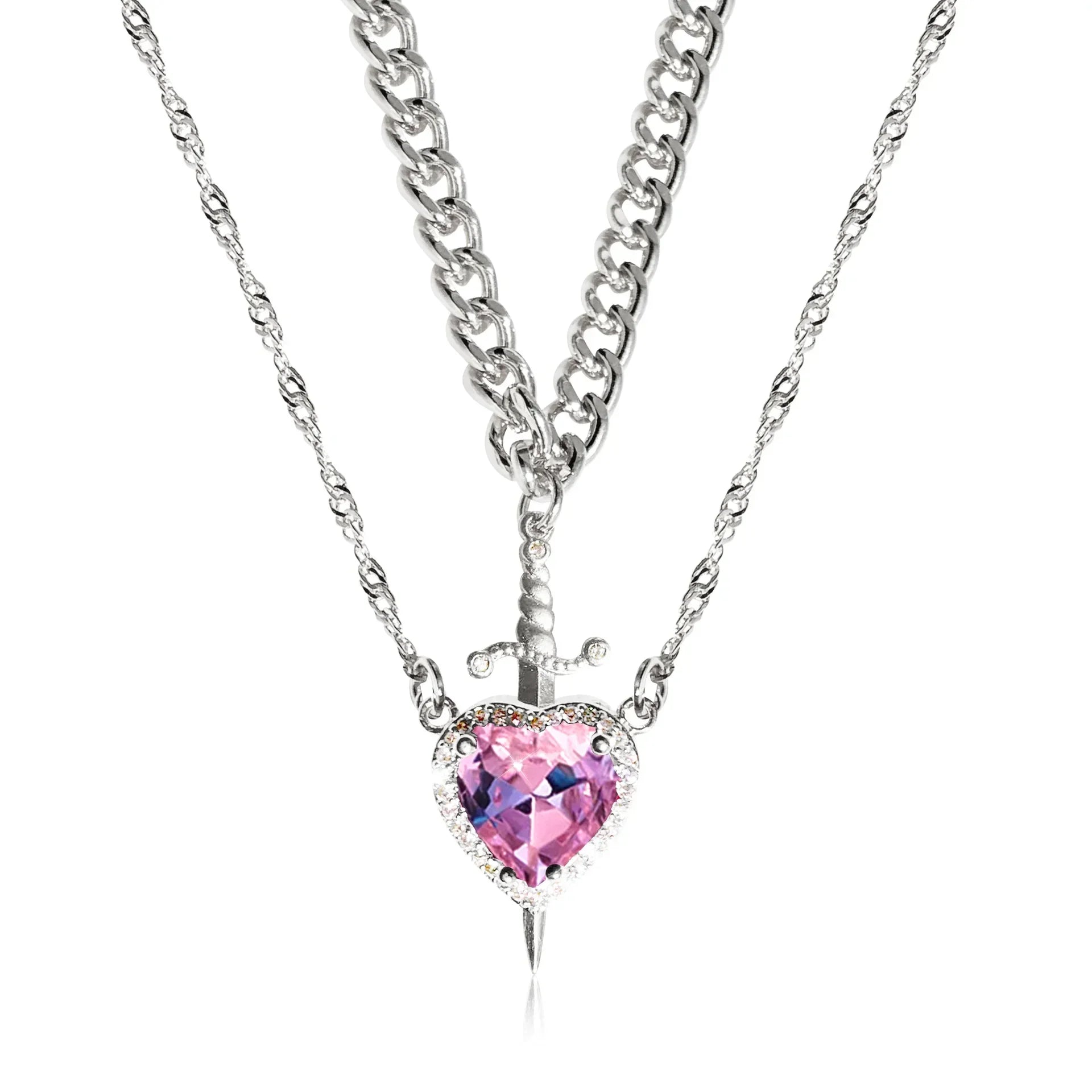 Amour Éternale Heart & Dagger Necklace Set